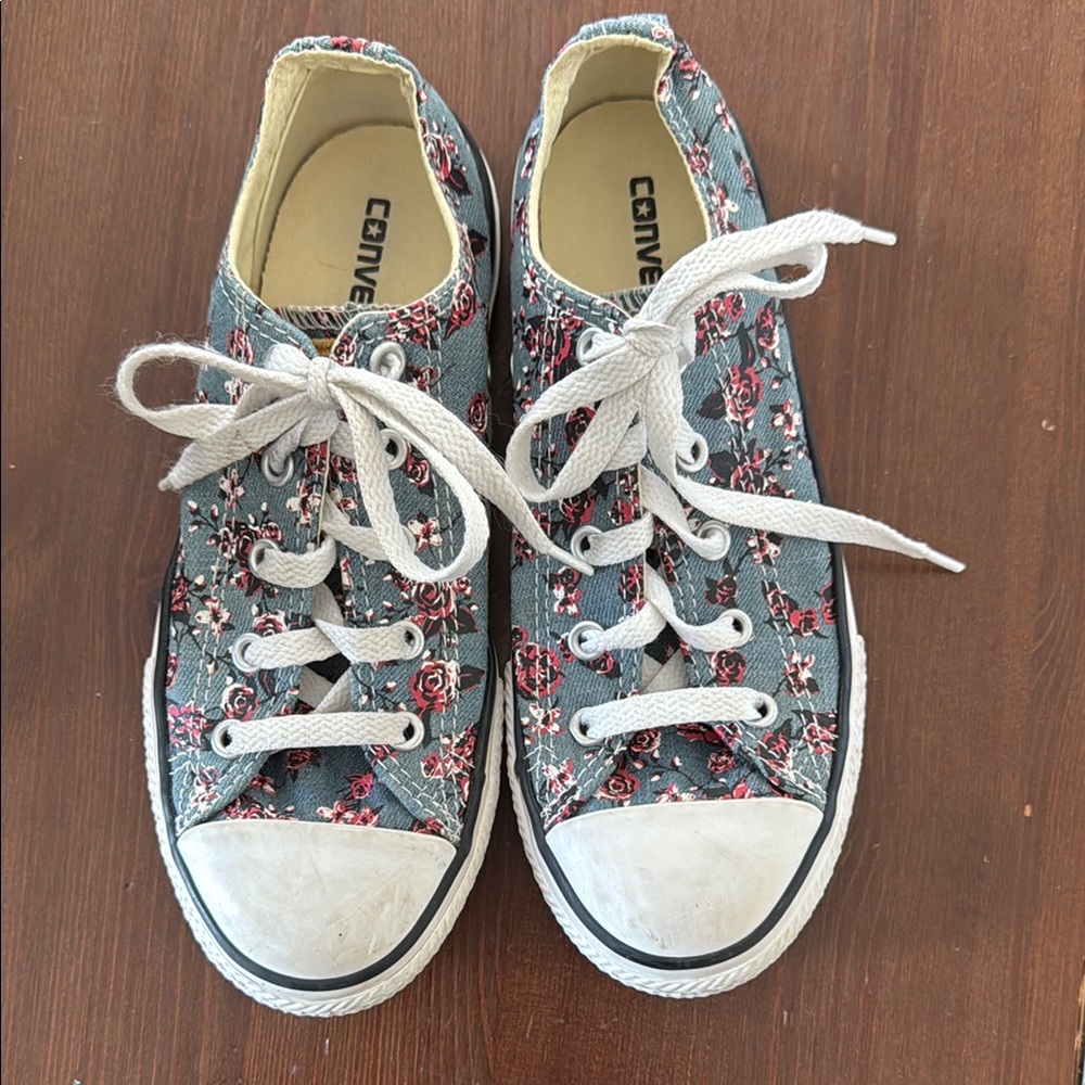 Converse Blue and White Canvas Sneakers with Classic Rubber Sole